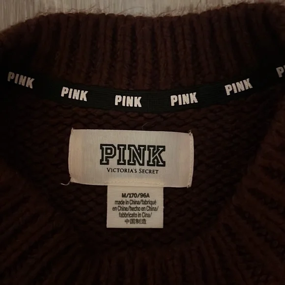 PINK Victoria Secret Burgundy Crew Sweater - Picture 2 of 4